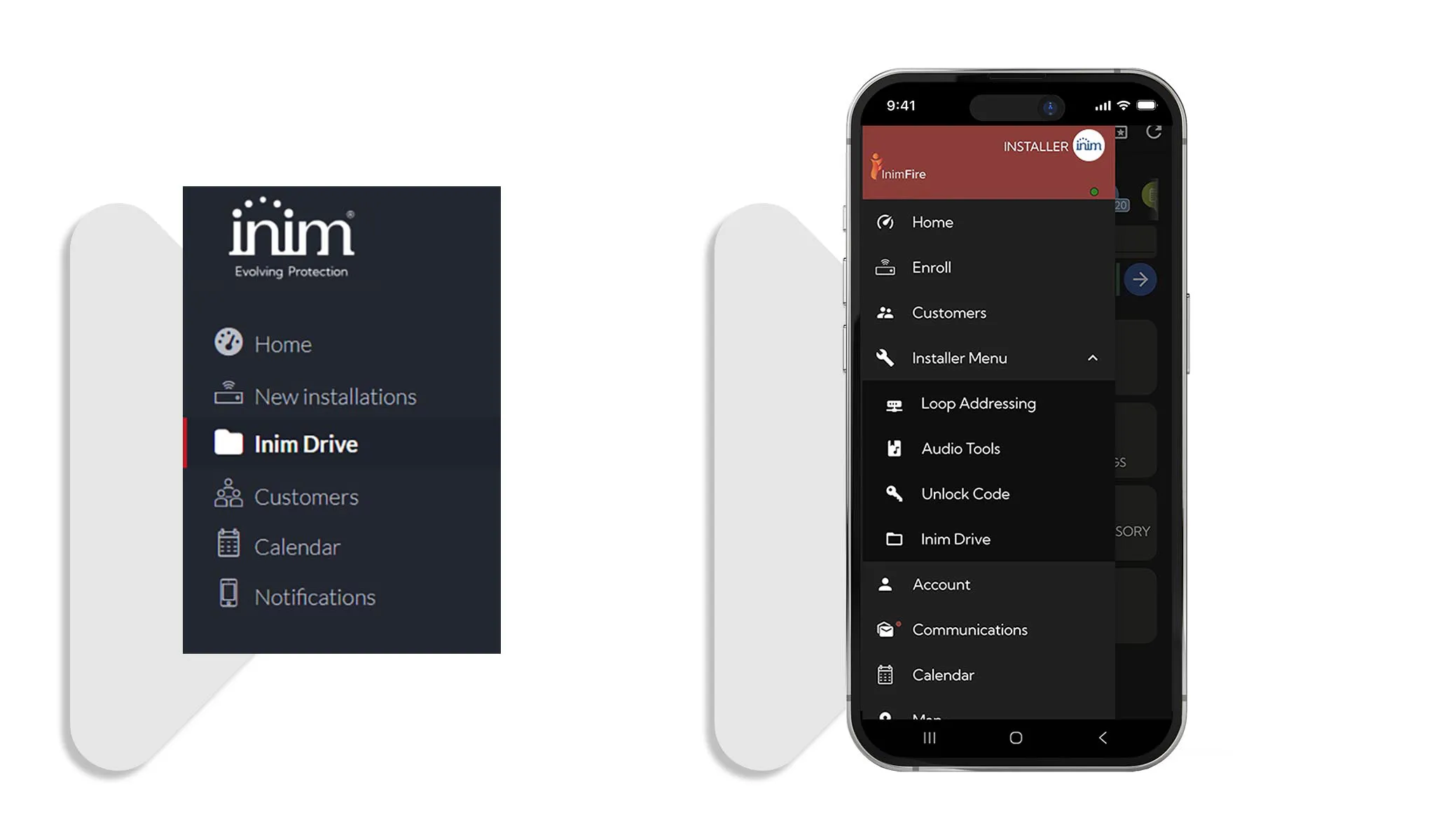 Nuovo spazio Drive App Inim Fire